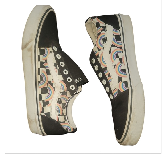 Vans Black White checkerboard ward Sneakers rainbows pride w 9.5 m 7.5 unisex - Picture 3 of 5